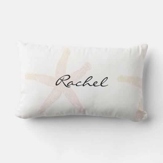 Coussin Rectangle Starfish White Pastel Orange Nom Plage Modèle (Verso)