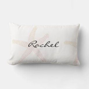 Coussin Rectangle Starfish White Pastel Orange Nom Plage Modèle