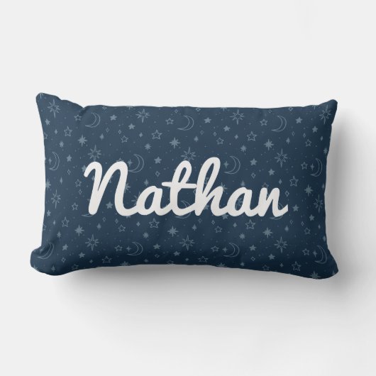 Coussin Rectangle Starry Night, Navy Moon et Stars (Recto)