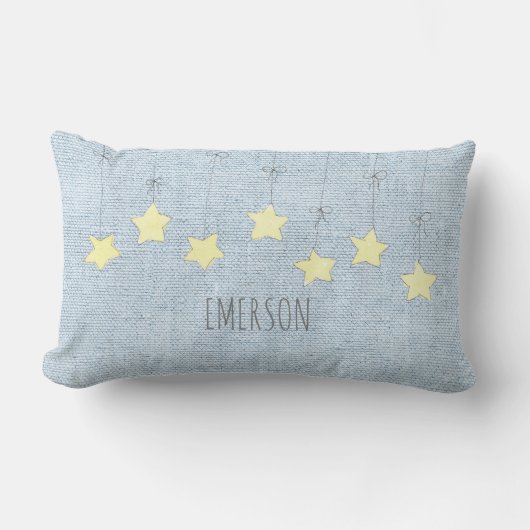 Coussin Rectangle Stars Nom du bébé Date de naissance Pastel Blue Nu (Recto)