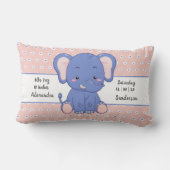 Coussin Rectangle Statistiques de bébé éléphant à pois gris rose  (Verso)