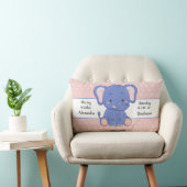 Coussin Rectangle Statistiques de bébé éléphant à pois gris rose  (Chaise)
