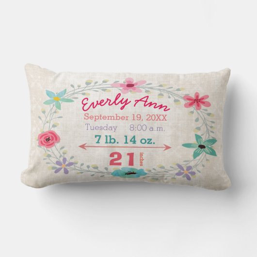Coussin Rectangle Statistiques de naissance Bébé fille Créatures de (Recto)