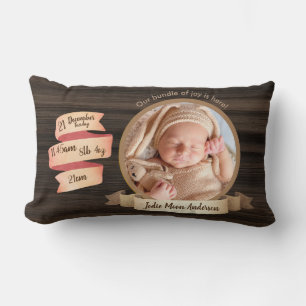 Coussin Rectangle Statistiques Rustic Baby Keepsar Détails de naissa