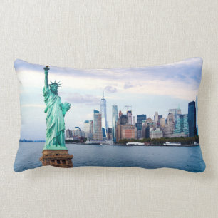 Coussin Rectangle Statue de la Liberté avec le World Trade Center