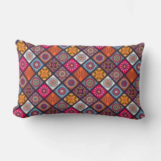 Coussin Rectangle style boho coloré (Recto)