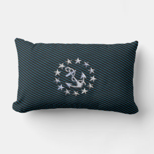 Coussin Rectangle Style Chrome bleu Yacht drapeau sur Grille Imprime