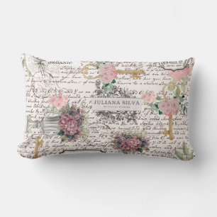 Coussin Rectangle Style de journal français moderne décoratif floral