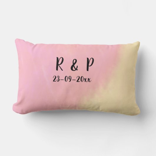 Coussin Rectangle style de texte minimal simple blanc mariage rose j (Recto)
