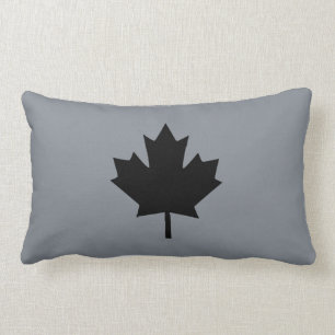 Coussin Rectangle Style noir canadien de feuille d'érable