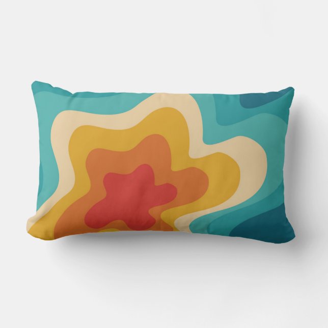 Coussin Rectangle Style rétro coloré design tourbillon (Recto)