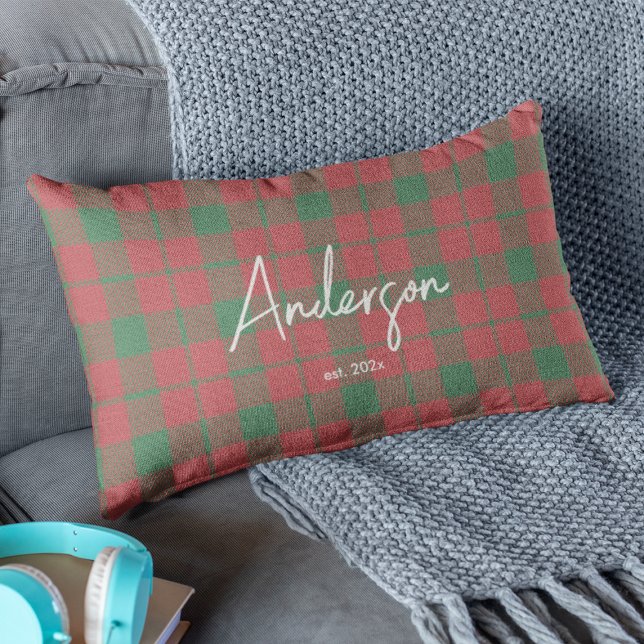 Coussin Rectangle Style rouge & vert moisi couleur de vacances Plaid (Créateur téléchargé)