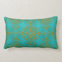 Style vintage damasque motif turquoise aqua or