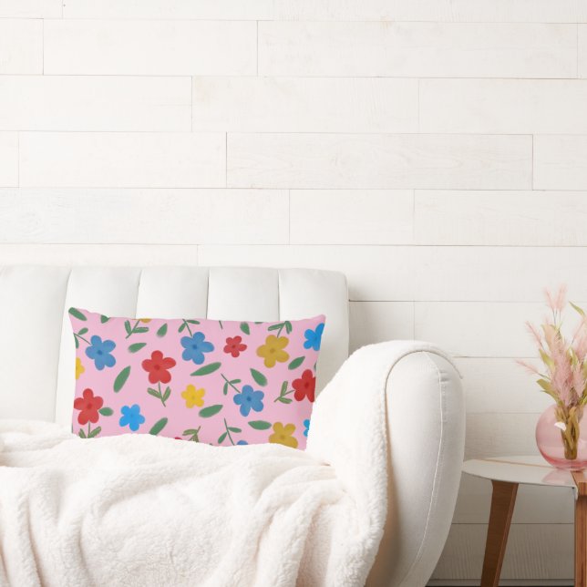 COUSSIN RECTANGLE STYLISH COLORFUL FLOWERS PATTERN (Canapé)