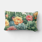 Coussin Rectangle Succulent Garden Pillow - Cactus Botanical Plant  (Verso)