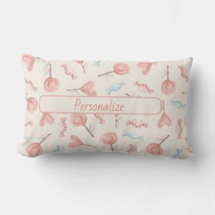 Coussin Rectangle Sucré Joli bonbon rose Lollipops mignonne
