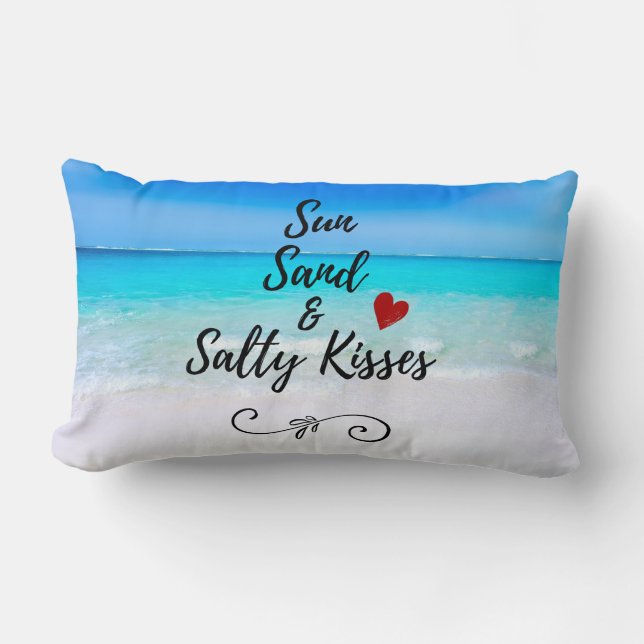 Coussin Rectangle Sun Sand and and Salty Kisses Tropical Beach (Recto)