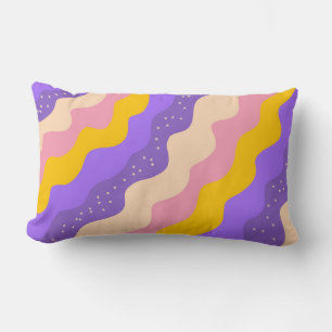 Coussin Rectangle Super de rayure céleste jaune violet Abstraite
