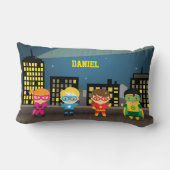 Coussin Rectangle Super-héros mignon pour chambre d'enfants Skyline (Verso)