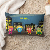 Coussin Rectangle Super-héros mignon pour chambre d'enfants Skyline (Couverture)