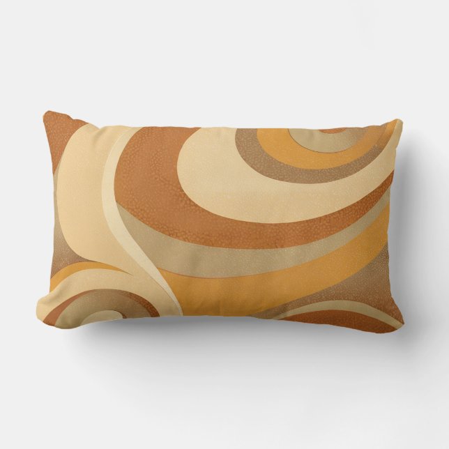 Coussin Rectangle Super Orange Gold Brown Mid Century Moderne (Recto)