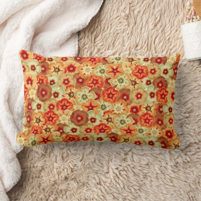 Coussin Rectangle Super Retro Orange Hippie Fleurs Motif (Couverture)