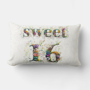 Coussin Rectangle Sweet 16 Joyeux Anniversaire Fleur sauvage Texte