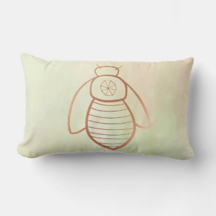 Coussin Rectangle Symbole d'abeille en or rose