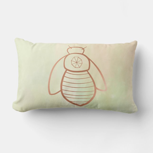 Coussin Rectangle Symbole d'abeille en or rose (Recto)