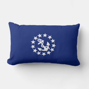Coussin Rectangle Symbole de l'Ancre du drapeau du yacht sur bleu