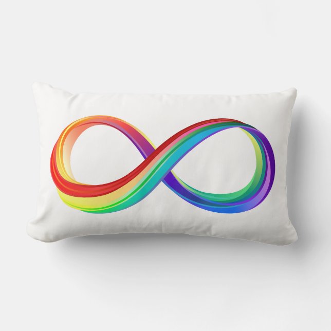 Coussin Rectangle Symbole d'infinité arc-en-ciel stratifié (Recto)