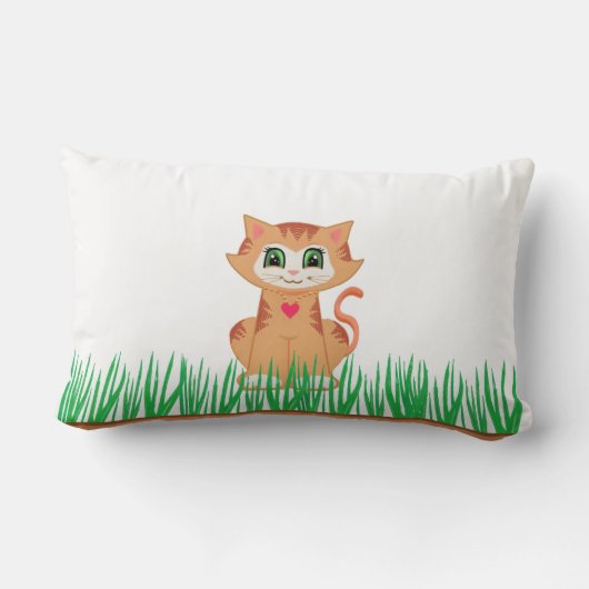 Coussin Rectangle Tabby Kitty Chat et Plante (Verso)