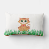 Coussin Rectangle Tabby Kitty Chat et Plante (Recto)