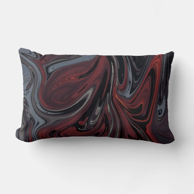 Coussin Rectangle Tableau abstrait gris et rouge (Recto)