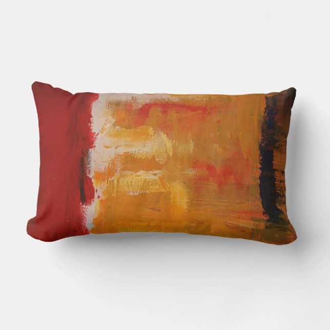 Coussin Rectangle Tableau Abstrait moderne rouge jaune blanc coloré (Recto)