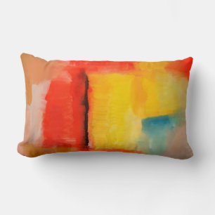 Coussin Rectangle Tableau Abstrait moderne rouge jaune bleu coloré