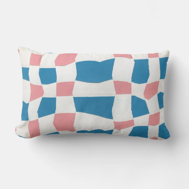 Coussin Rectangle Tableau de contrôle bleu rose rétro Abstrait (Recto)