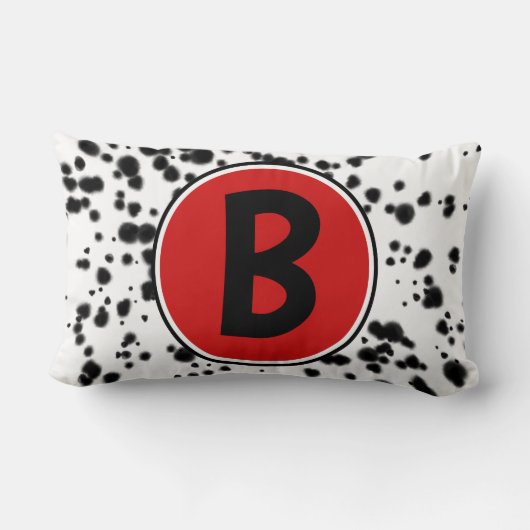 Coussin Rectangle Taches dalmates noir blanc rouge (Verso)