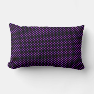 Coussin Rectangle Taches de pois violettes sur fond noir