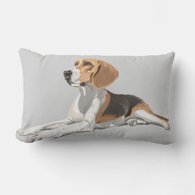 Coussin Rectangle Tan White & Black Beagle (Recto)