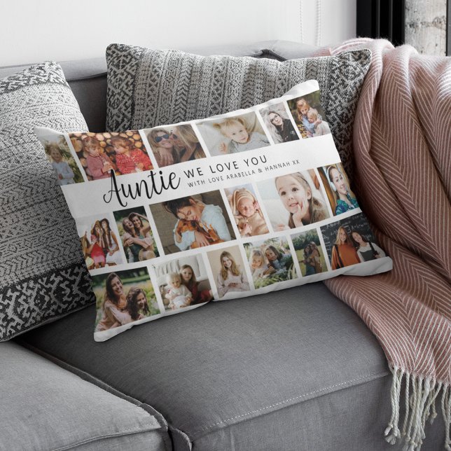 Coussin Rectangle Tante personnalisée 18 Collage photo (Créateur téléchargé)