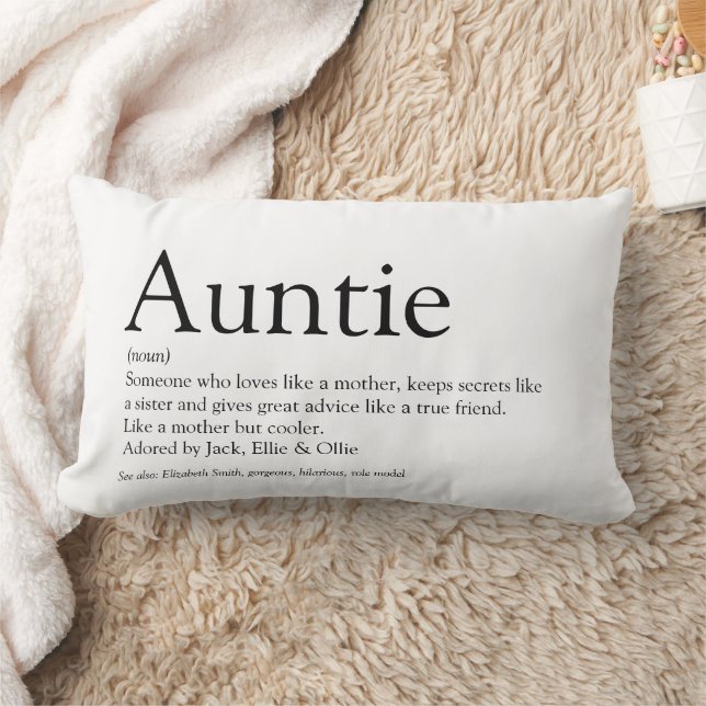 Coussin Rectangle Tante préférée, Tatie Définition Noir et Blanc (Couverture)