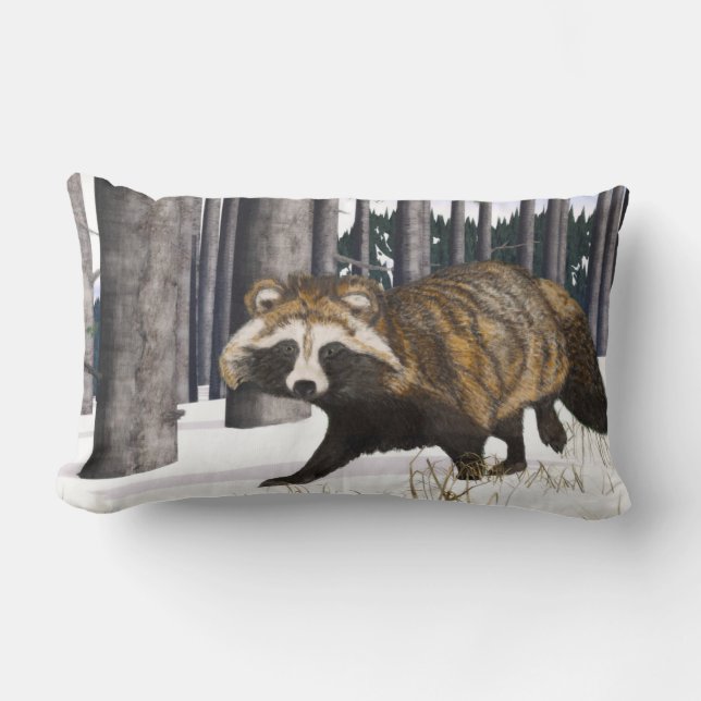 Coussin Rectangle Tanuki - Raccoon Chien (Recto)