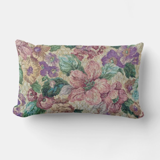 Coussin Rectangle tapisserie florale rétro (Recto)