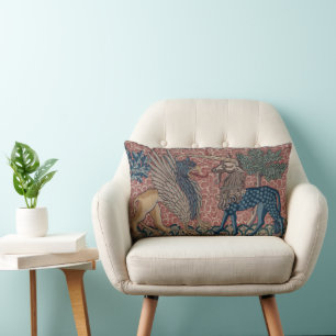 Coussin Rectangle Tapisserie médiévale de griffon et de licorne