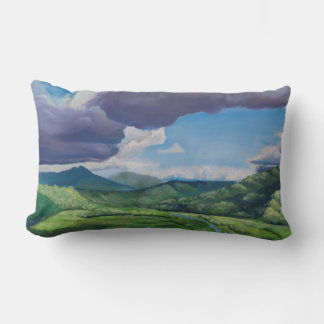 Coussin Rectangle Taro Champs Hanalei Hawaii peinture à l'huile