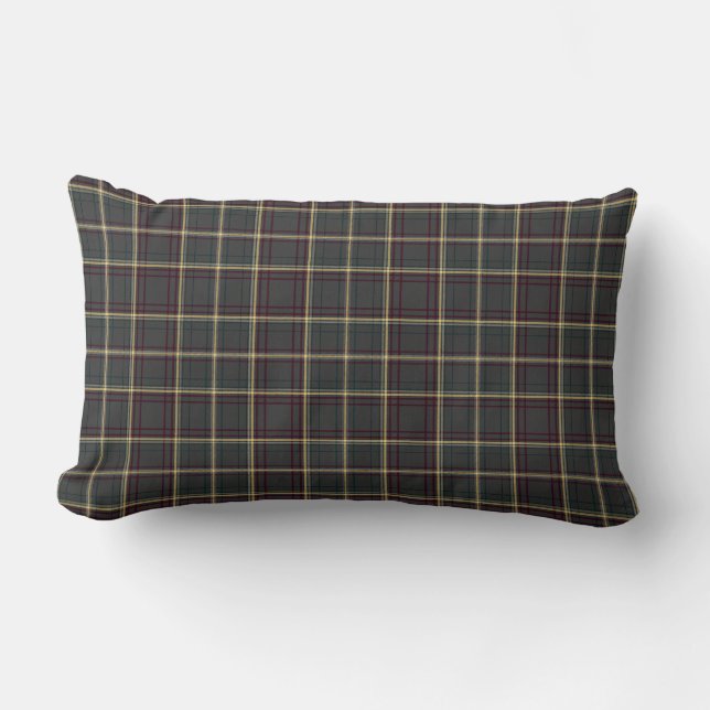 Coussin Rectangle Tartan à carreaux gris et vert (Recto)