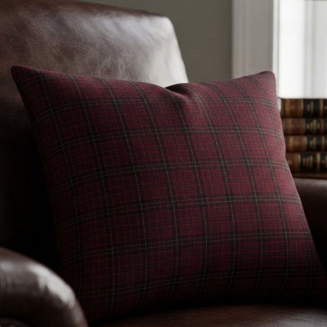 Coussin Rectangle Tartan Bourgogne Élégant (Créateur téléchargé)