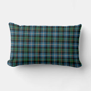 Coussin Rectangle Tartan vert et bleu de clan de MacRae de chasse