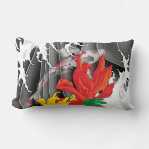 Coussin Rectangle Tatouage de Koi : Conception traditionnelle de